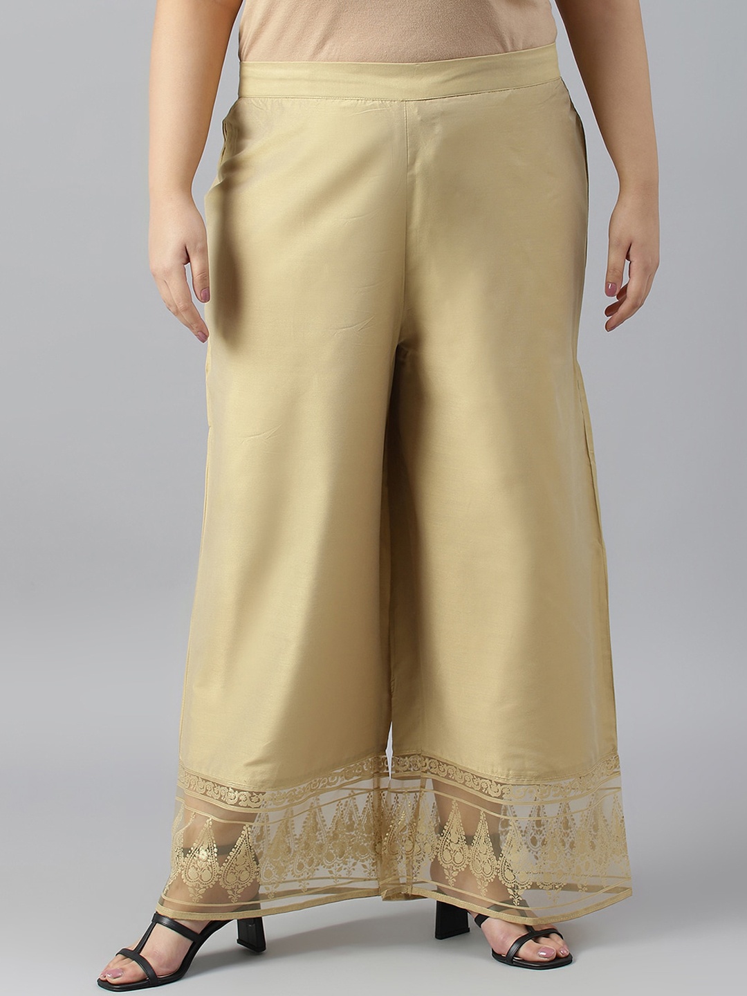 

W Women Plus Size Parallel Trousers, Gold