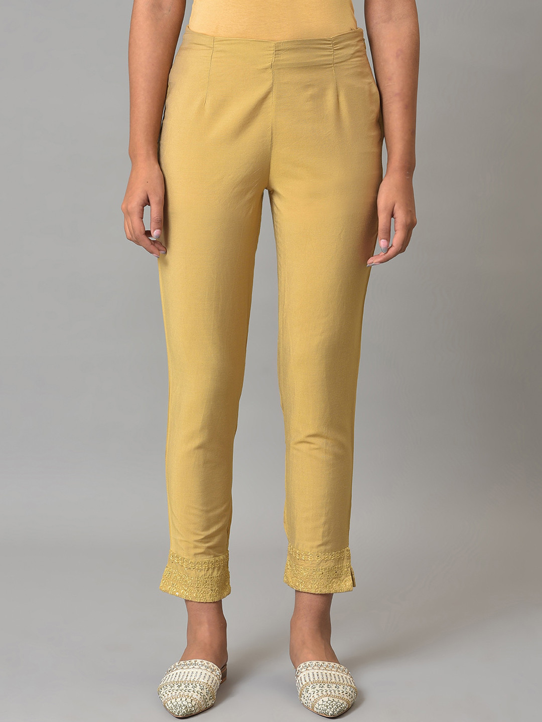 

W Women Slim Fit Trousers, Gold