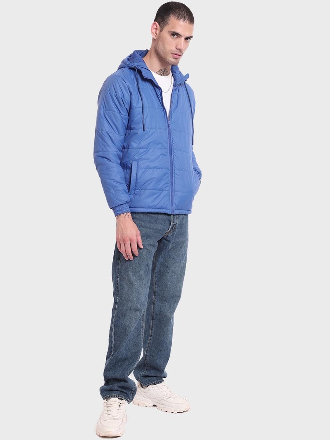 

Bewakoof Men Solid Padded Jacket, Blue