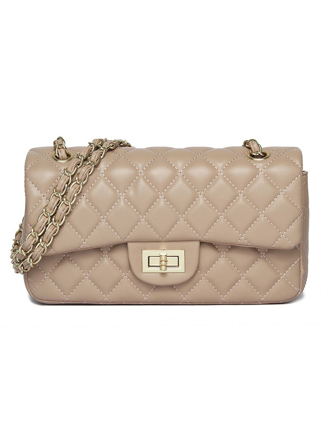 

Angeline Quilted Structured Sling Bag, Beige