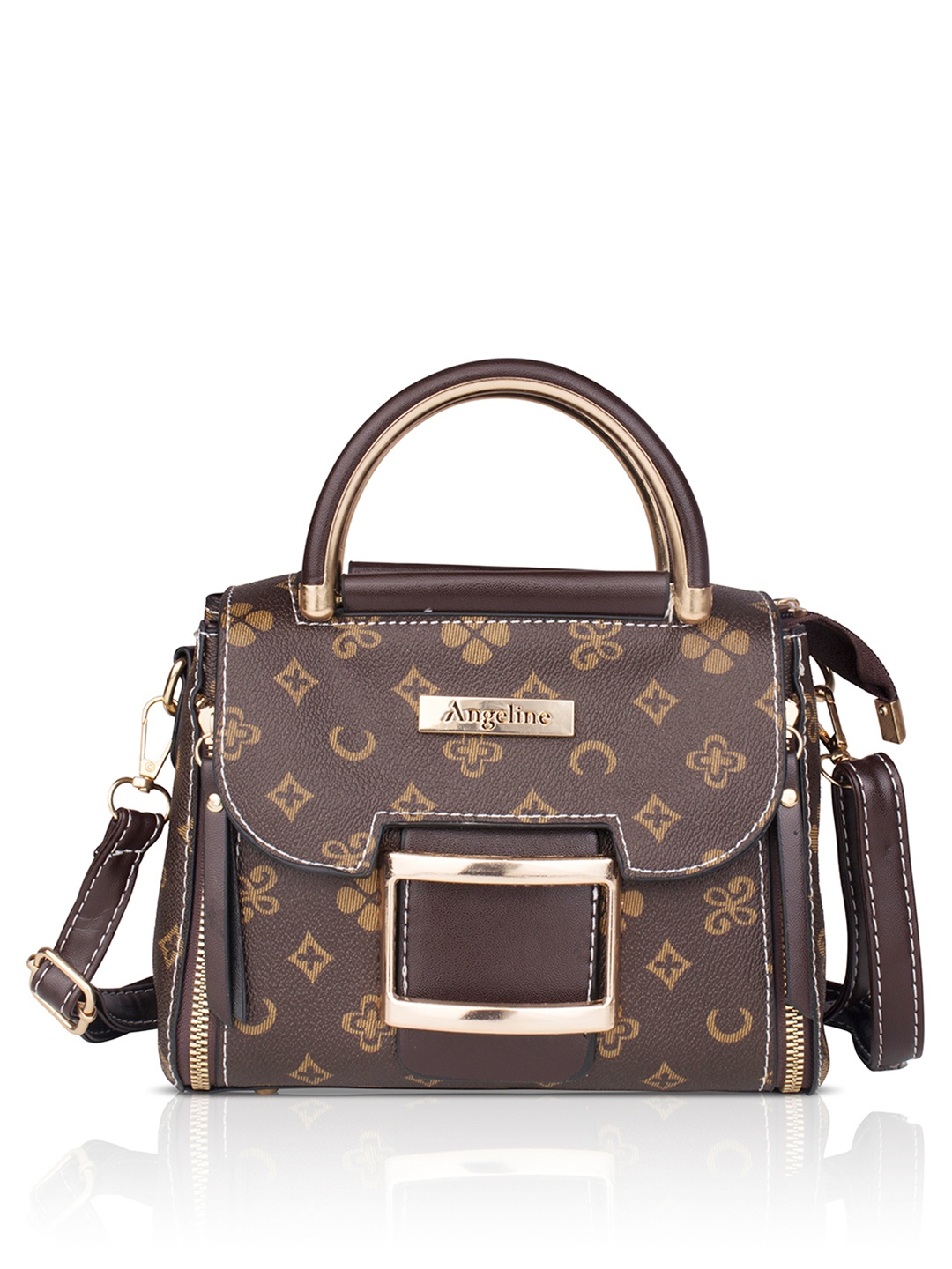 

Angeline Printed Structured Satchel With Tasselled, Coffee brown