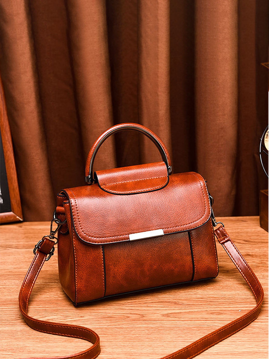 

Angeline Brown Structured Handheld Bag