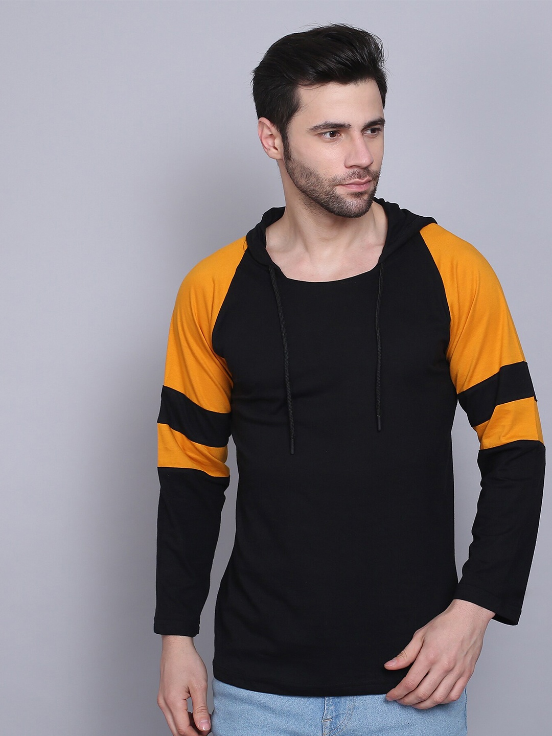 

THE EG STORE Men Hooded Cotton T-shirt, Black