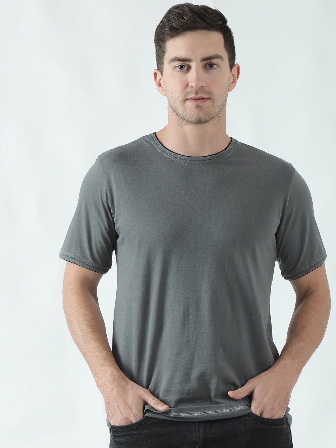 

THE EG STORE Men Cotton T-shirt, Grey