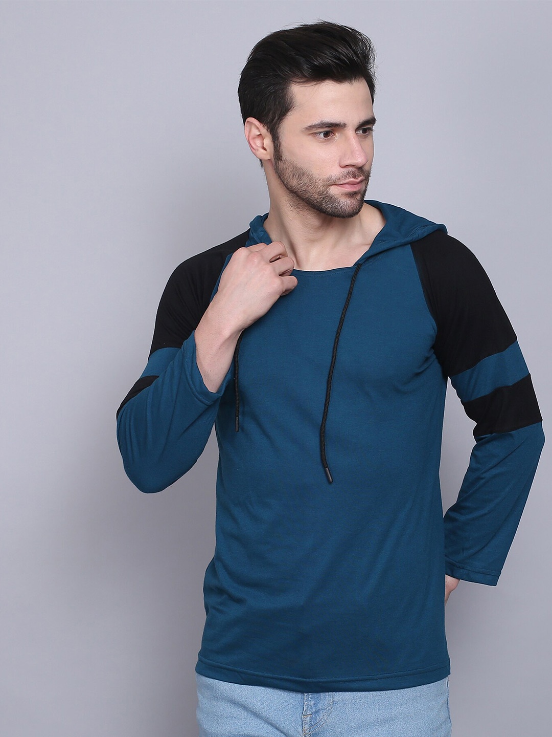 

THE EG STORE Men Hooded Cotton T-shirt, Blue
