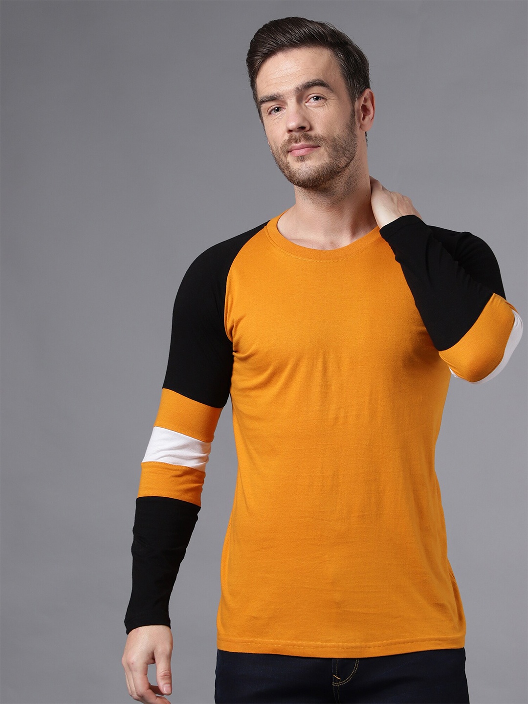 

THE EG STORE Men Solid Round Neck Cotton T-shirt, Yellow