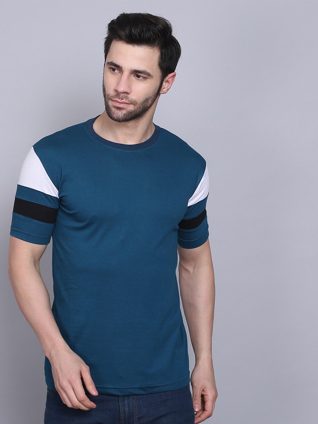 

THE EG STORE Men Round Neck Pure Cotton T-shirt, Blue