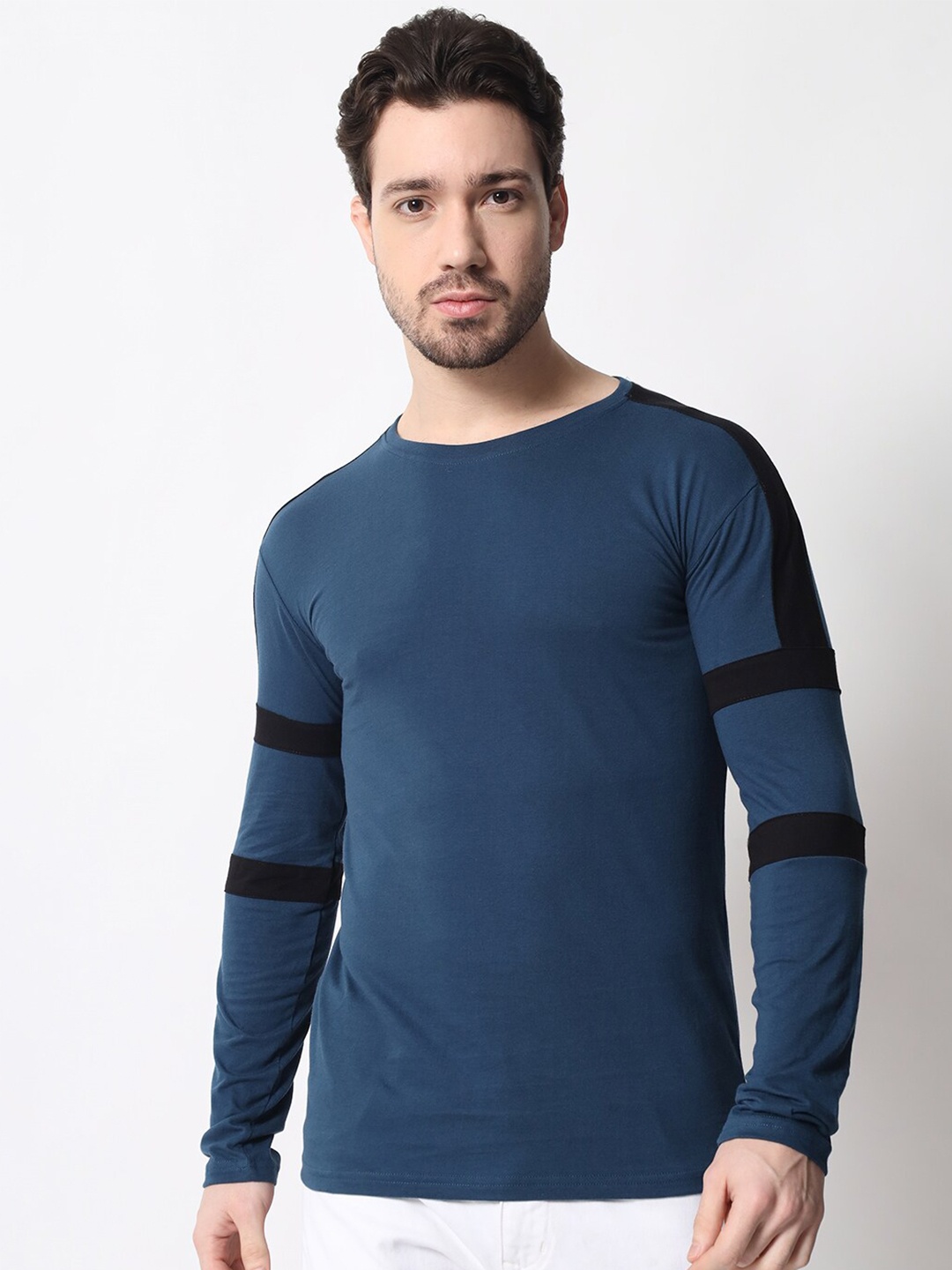 

THE EG STORE Men Round Neck Cotton T-shirt, Blue