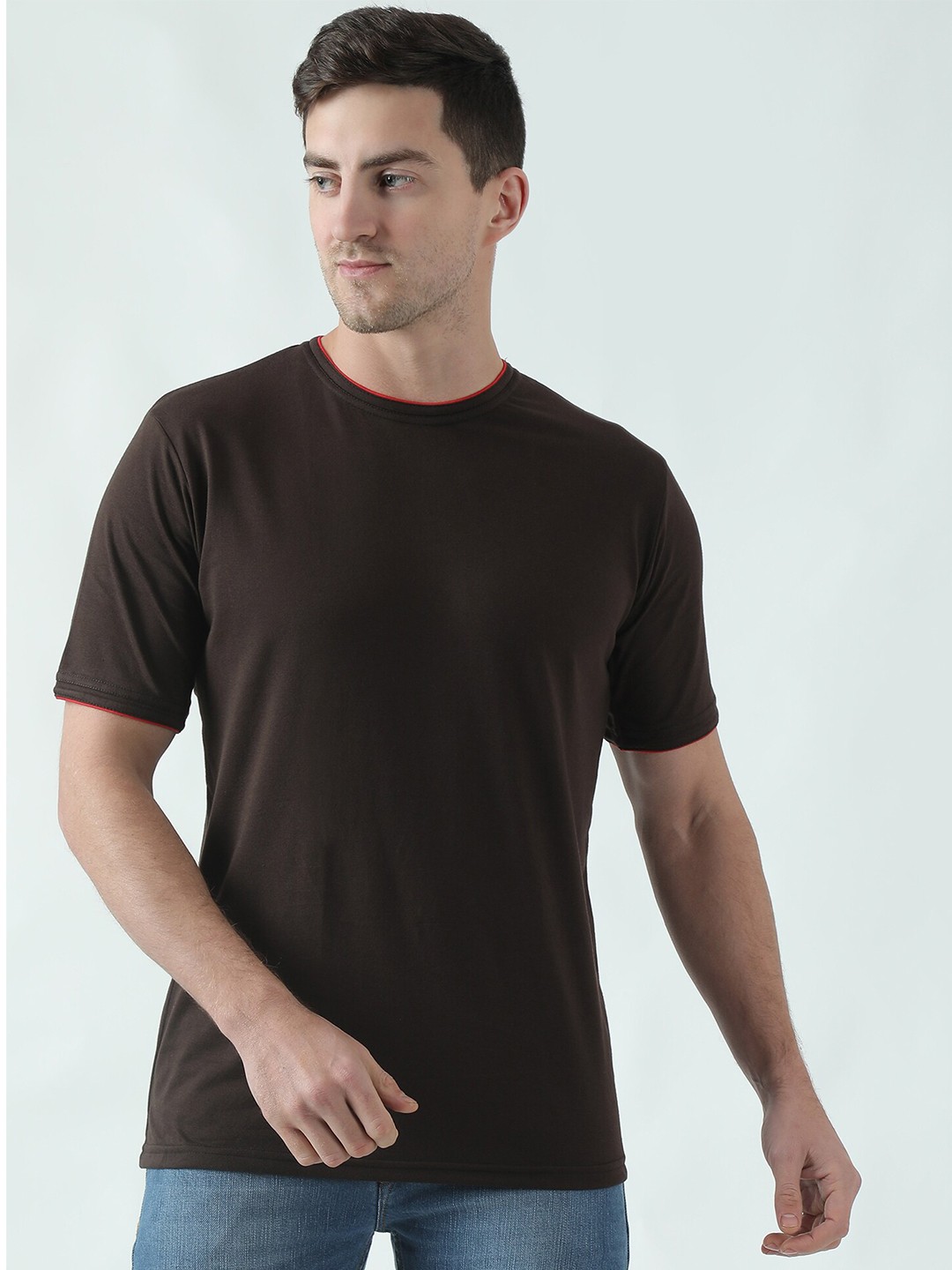 

THE EG STORE Men Cotton T-shirt, Brown