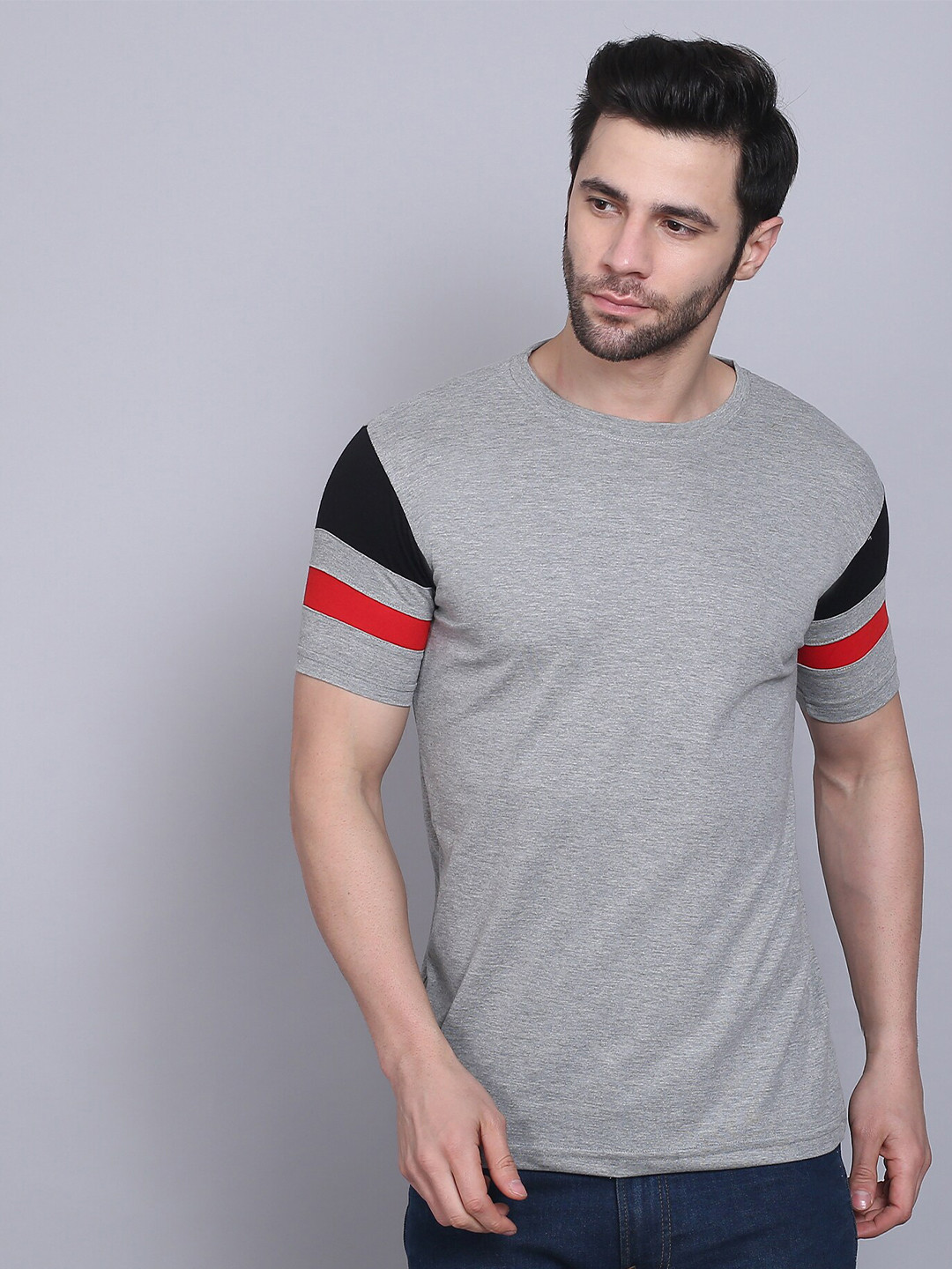 

THE EG STORE Men Round Neck Cotton T-shirt, Grey