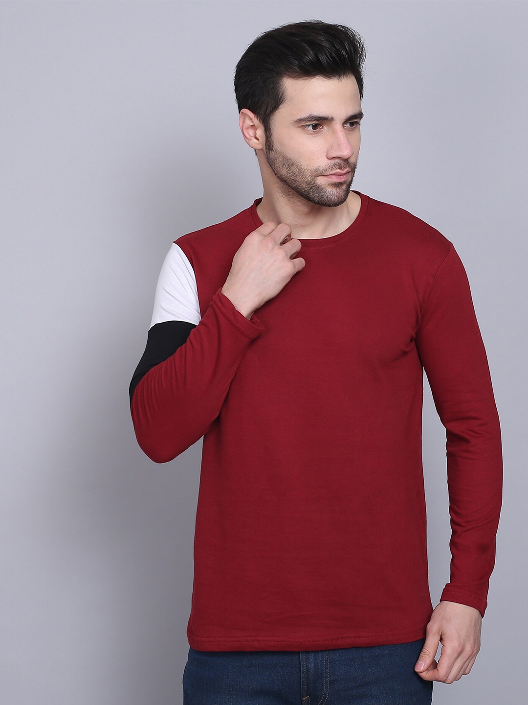 

THE EG STORE Men Cotton Long Sleeves T-shirt, Maroon