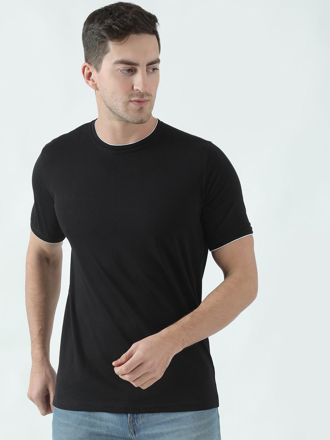 

THE EG STORE Men Cotton Round Neck T-shirt, Black
