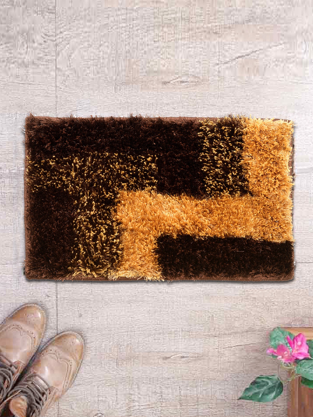 

ROMEE Brown Polyester Shaggy Doormat