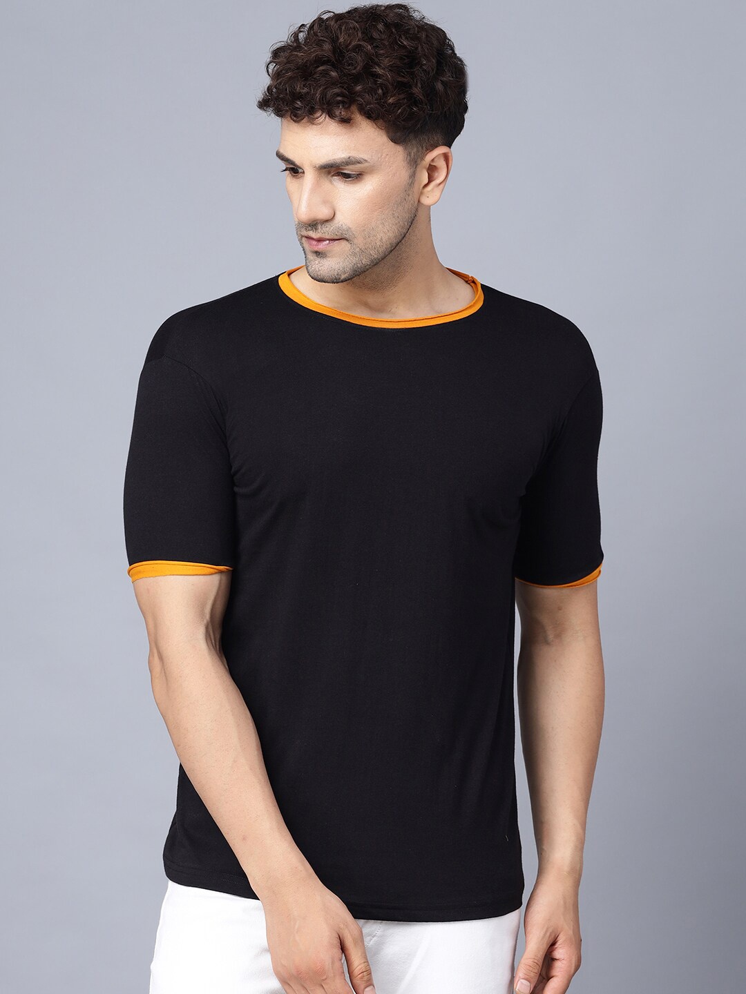 

THE EG STORE Men Cotton Round Neck T-shirt, Black