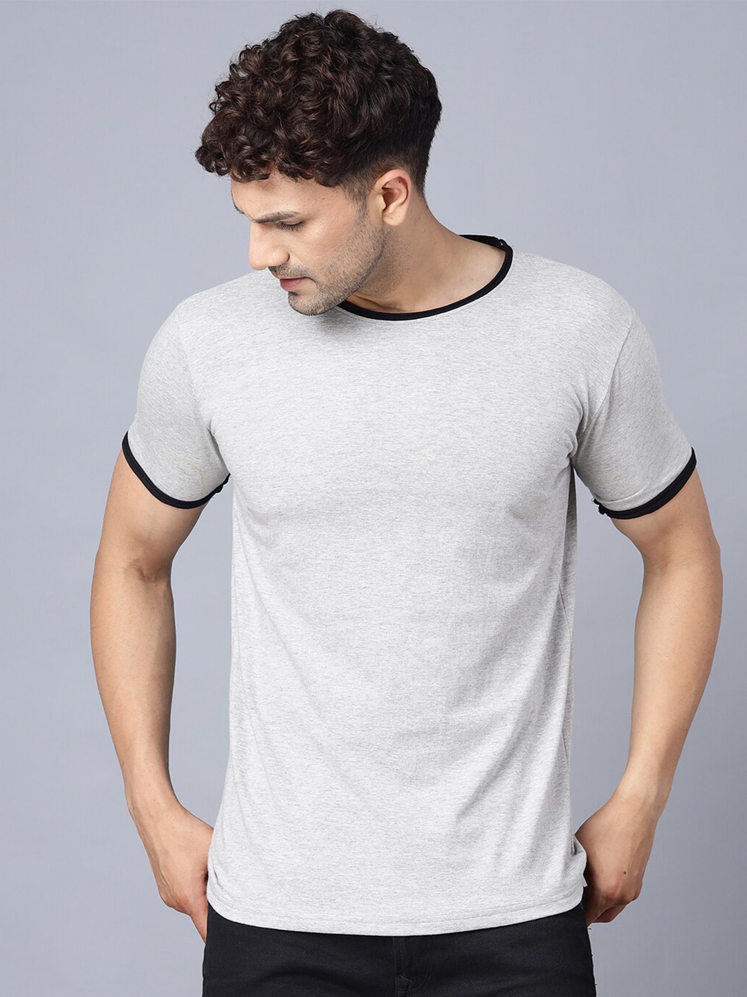 

THE EG STORE Men Round Neck Cotton T-shirt, Grey