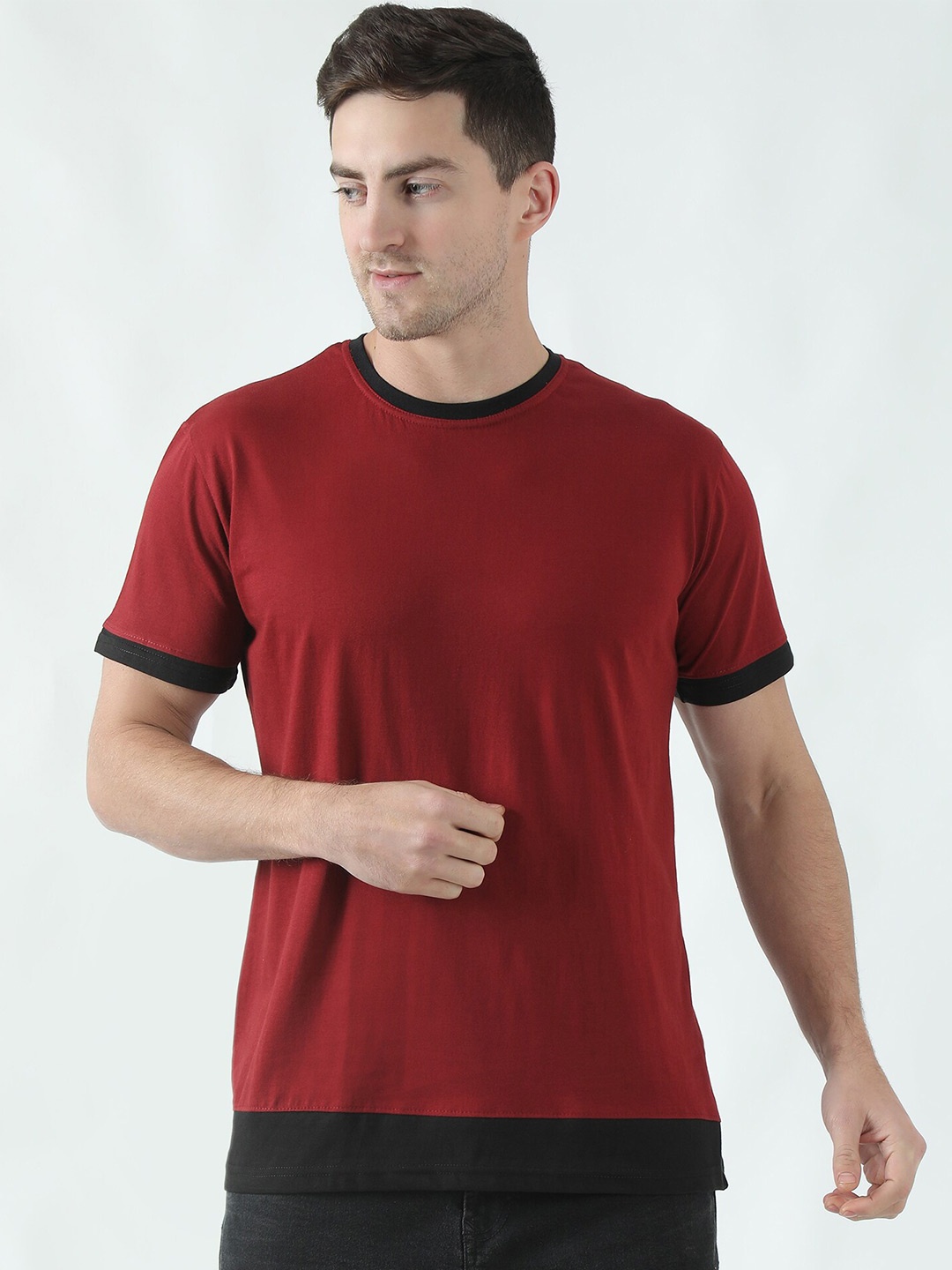 

THE EG STORE Men Solid Cotton T-shirt, Maroon