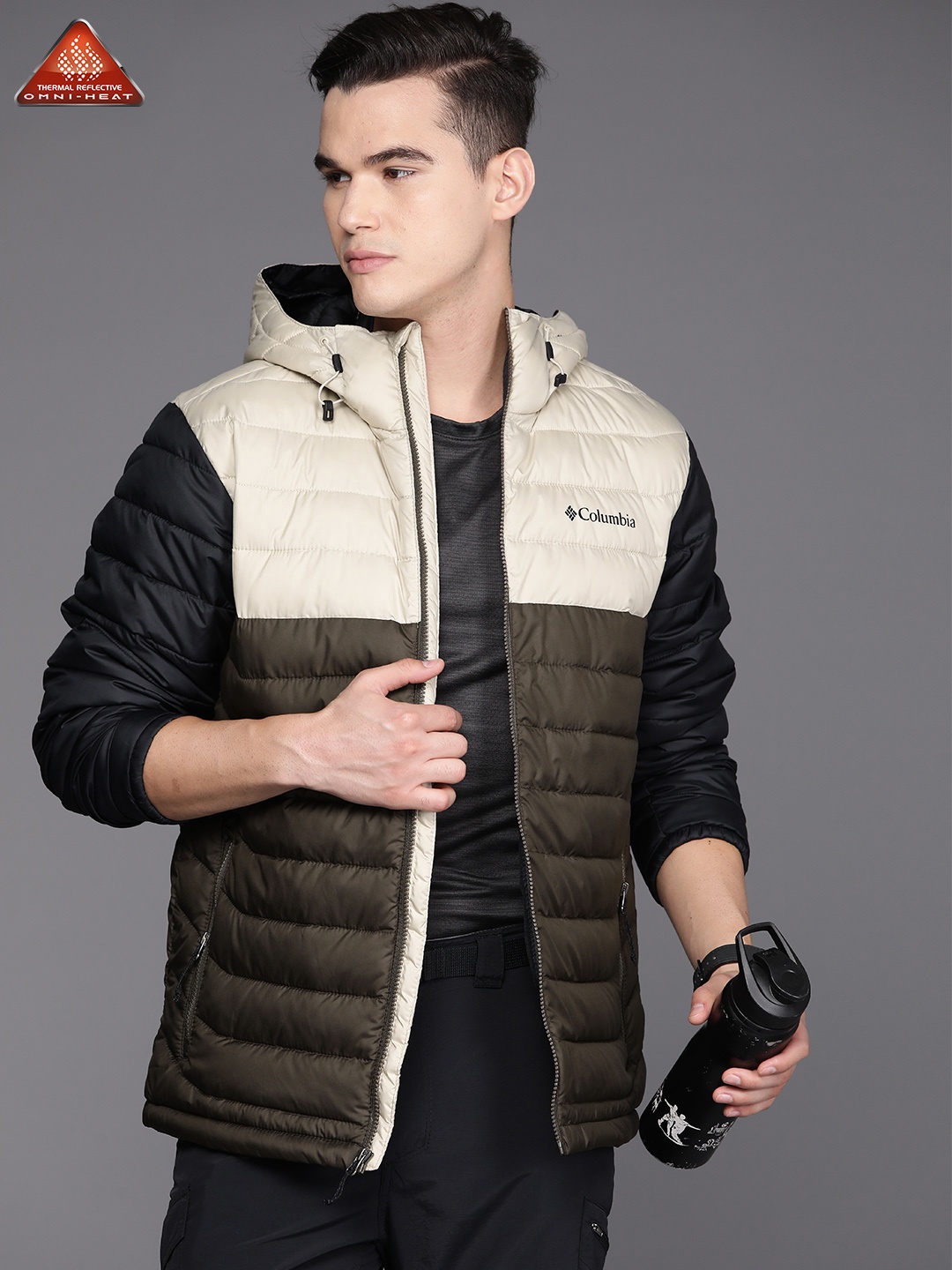 

Columbia Men Colourblocked Insulator Outdoor Lite Hooded Puffer Jacket, Brown