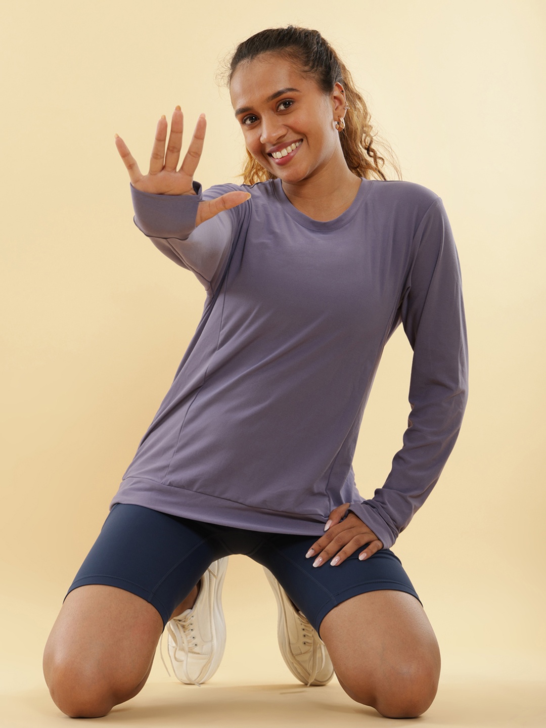 

Blissclub Women Breezy Thumbhole Breezeflo Dry Fit T-shirt, Lavender