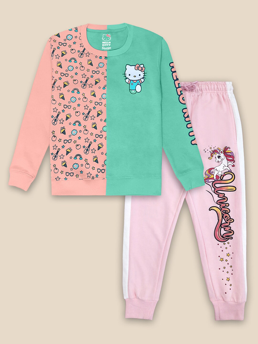 

Kids Ville Girls Printed T-shirt with Trousers, Pink