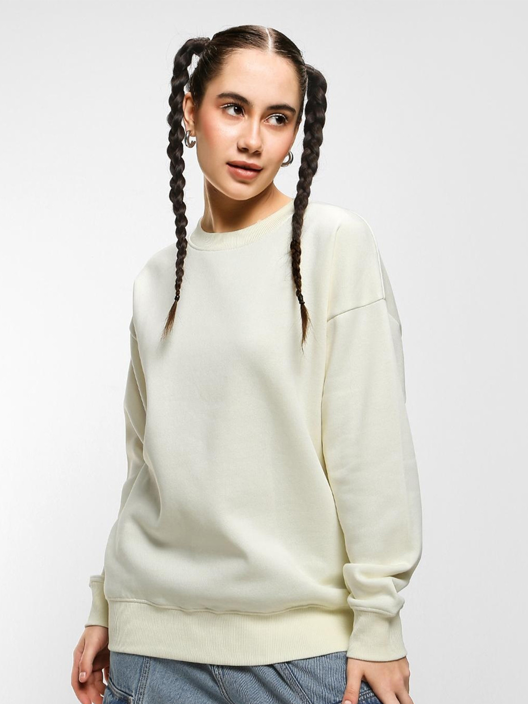 

Bewakoof Pullover Round Neck Cotton Sweatshirt, Cream