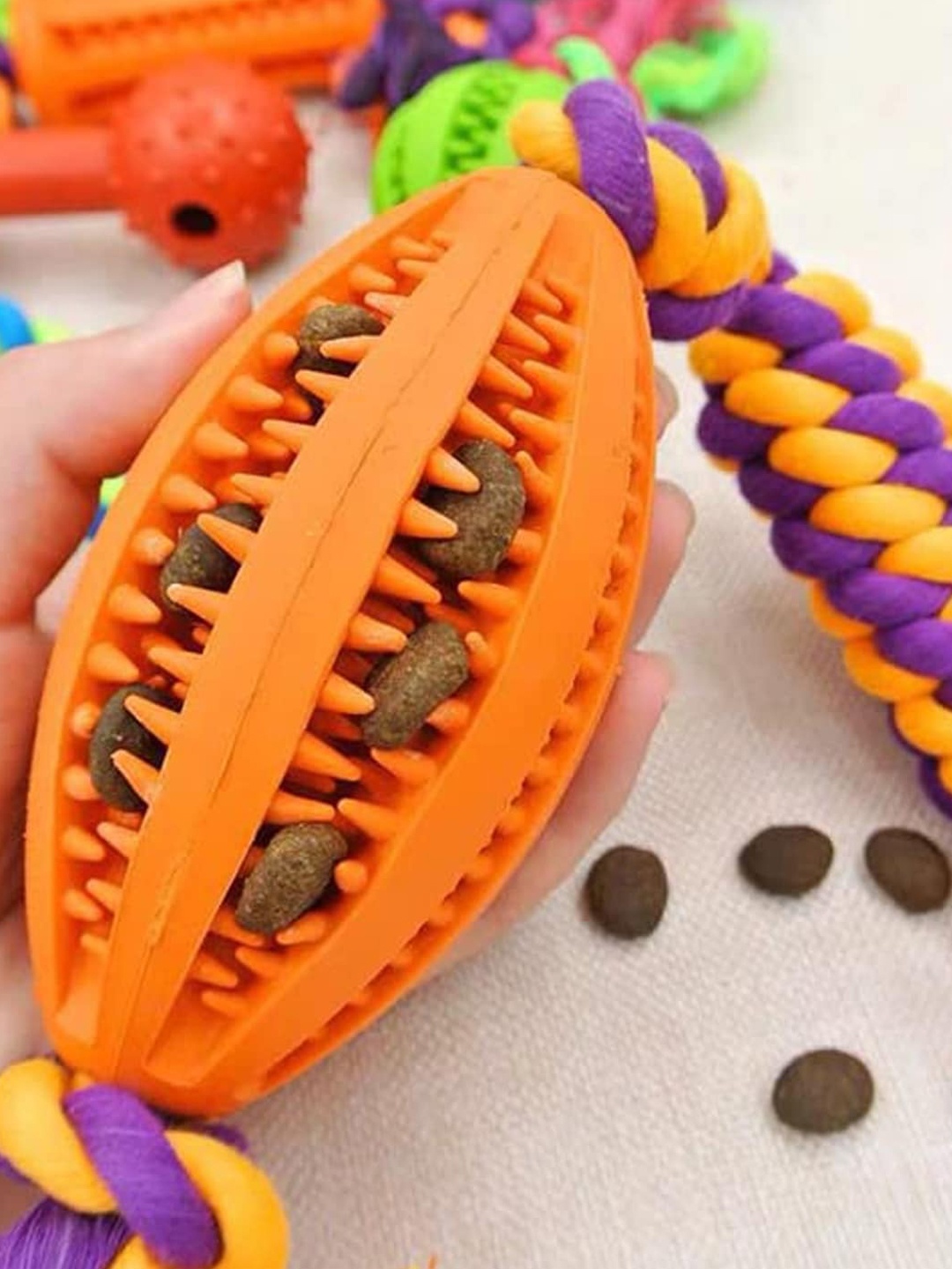 

Emily pets Rope Toy With Treat Dispenser Bal Pet Toys, Green