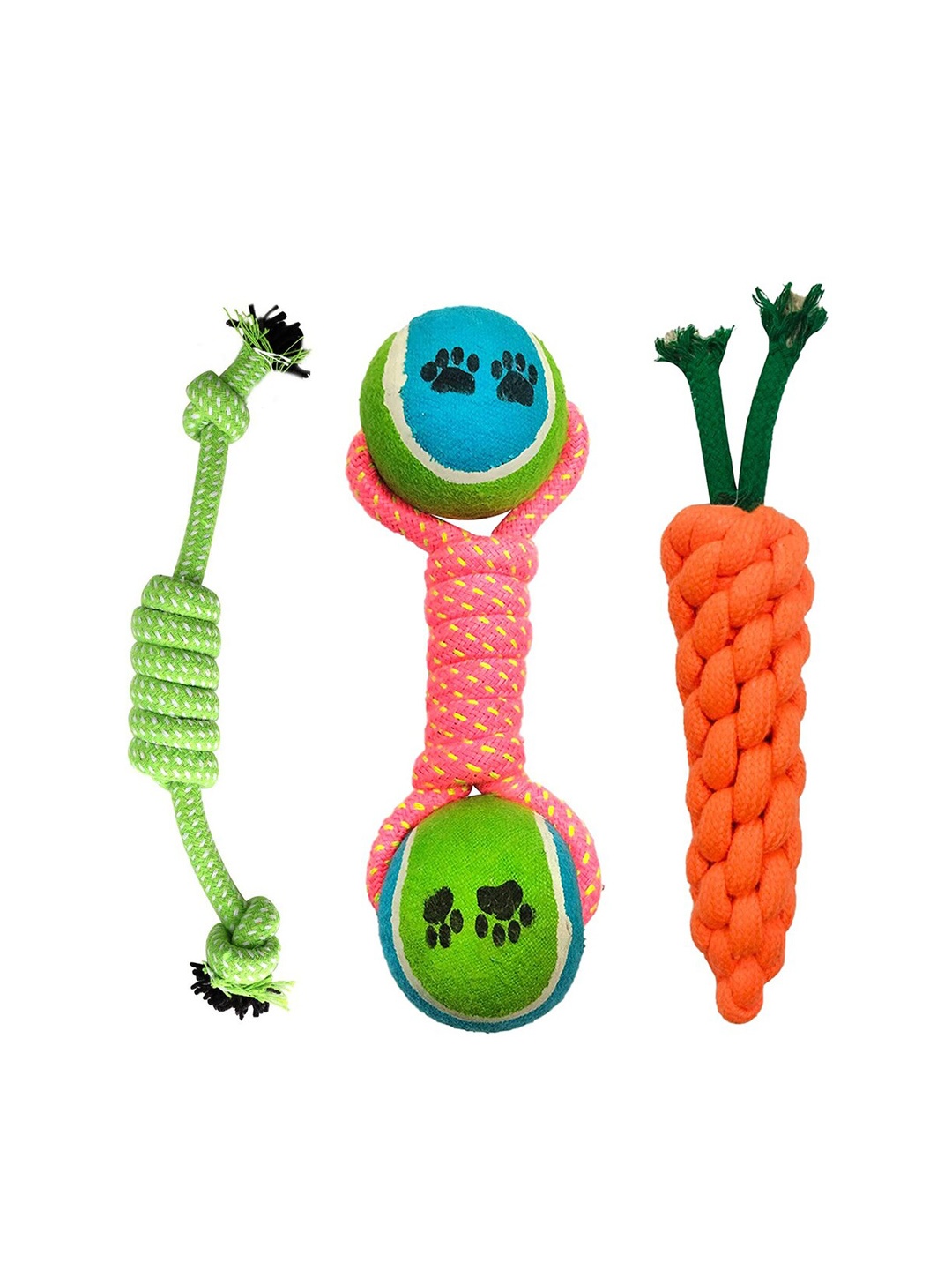 

Emily pets Set Of 3 Cotton Chew Pet Toys, Orange