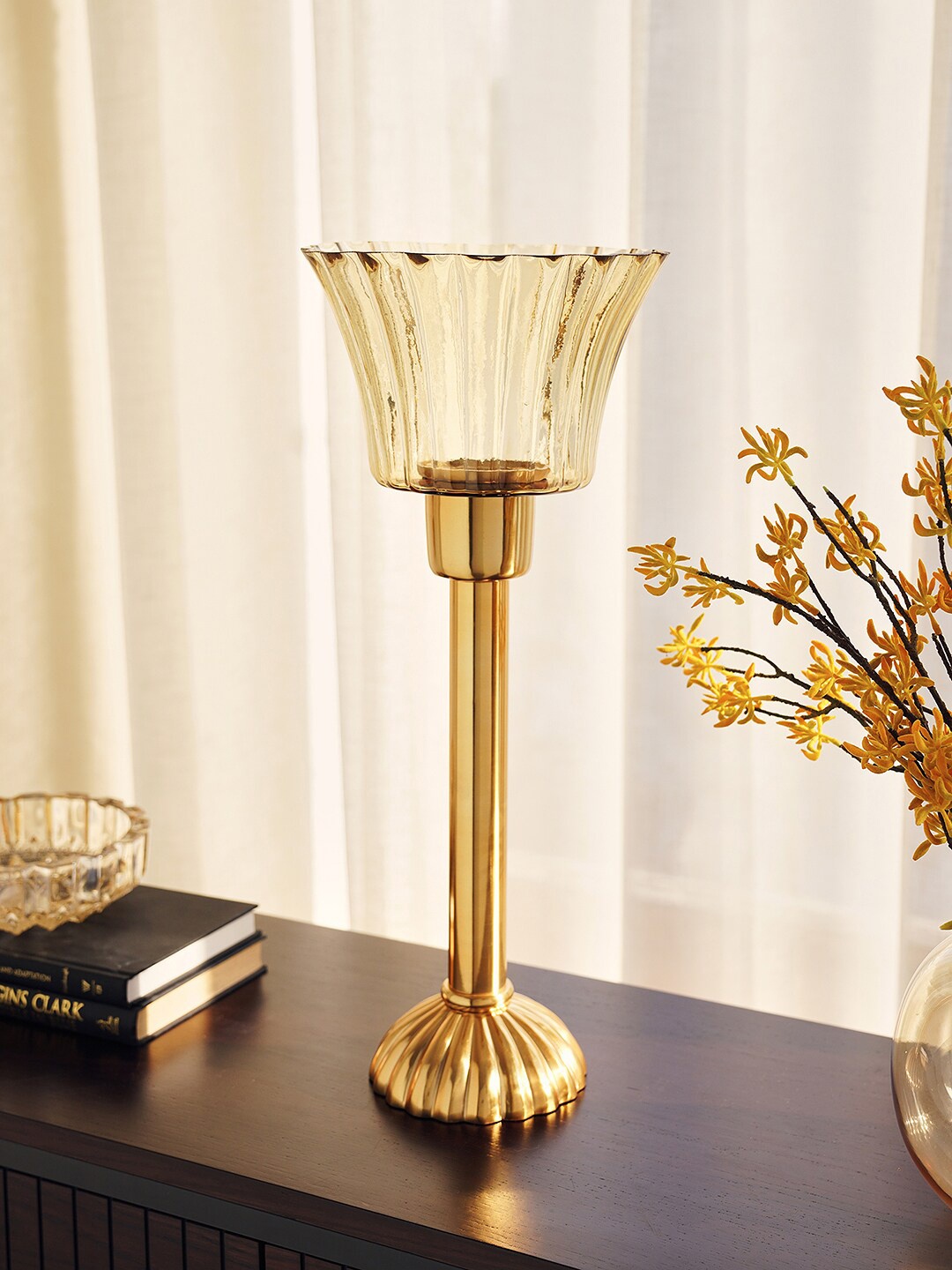 

Pure Home and Living Gold-Toned Textured Candle Holders