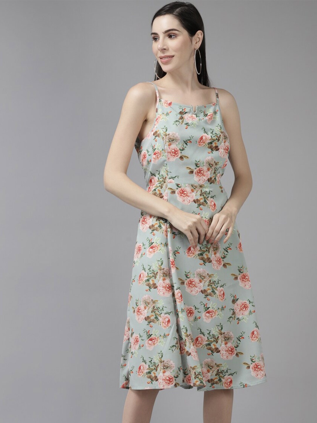 

Aarika Floral A-Line Dress, Grey