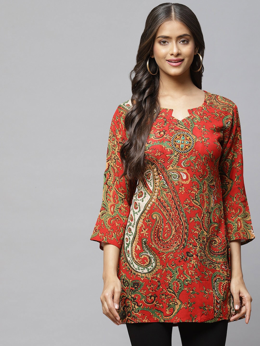 

Aarika Printed Tunic, Red