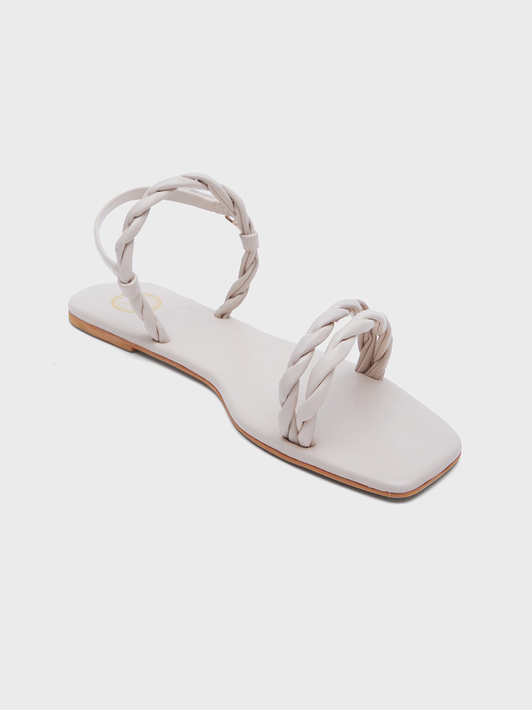 

20Dresses Women Twisted Strap Open Toe Flats, Off white