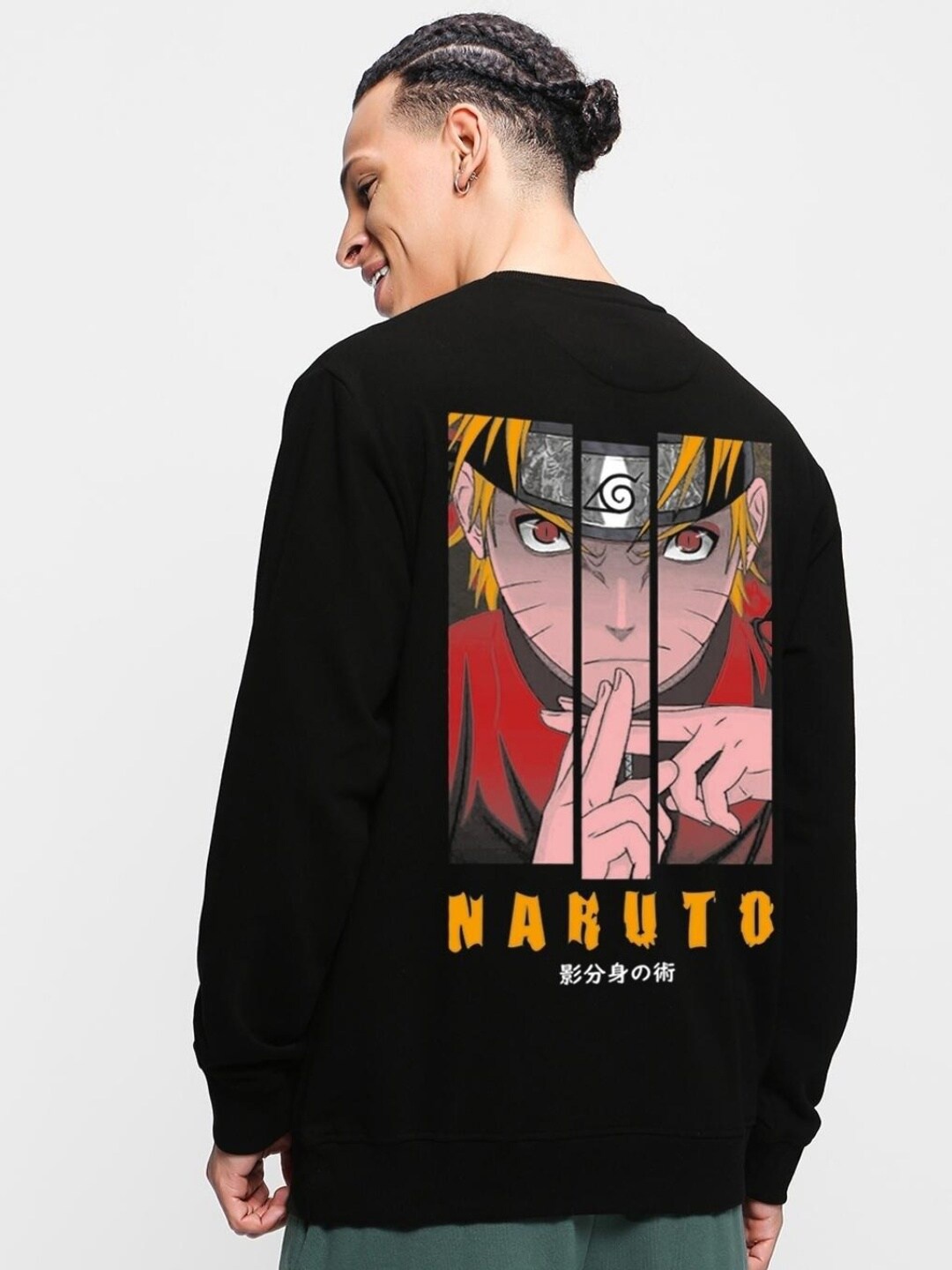 

Bewakoof Men Printed Fleece Sweatshirt, Black