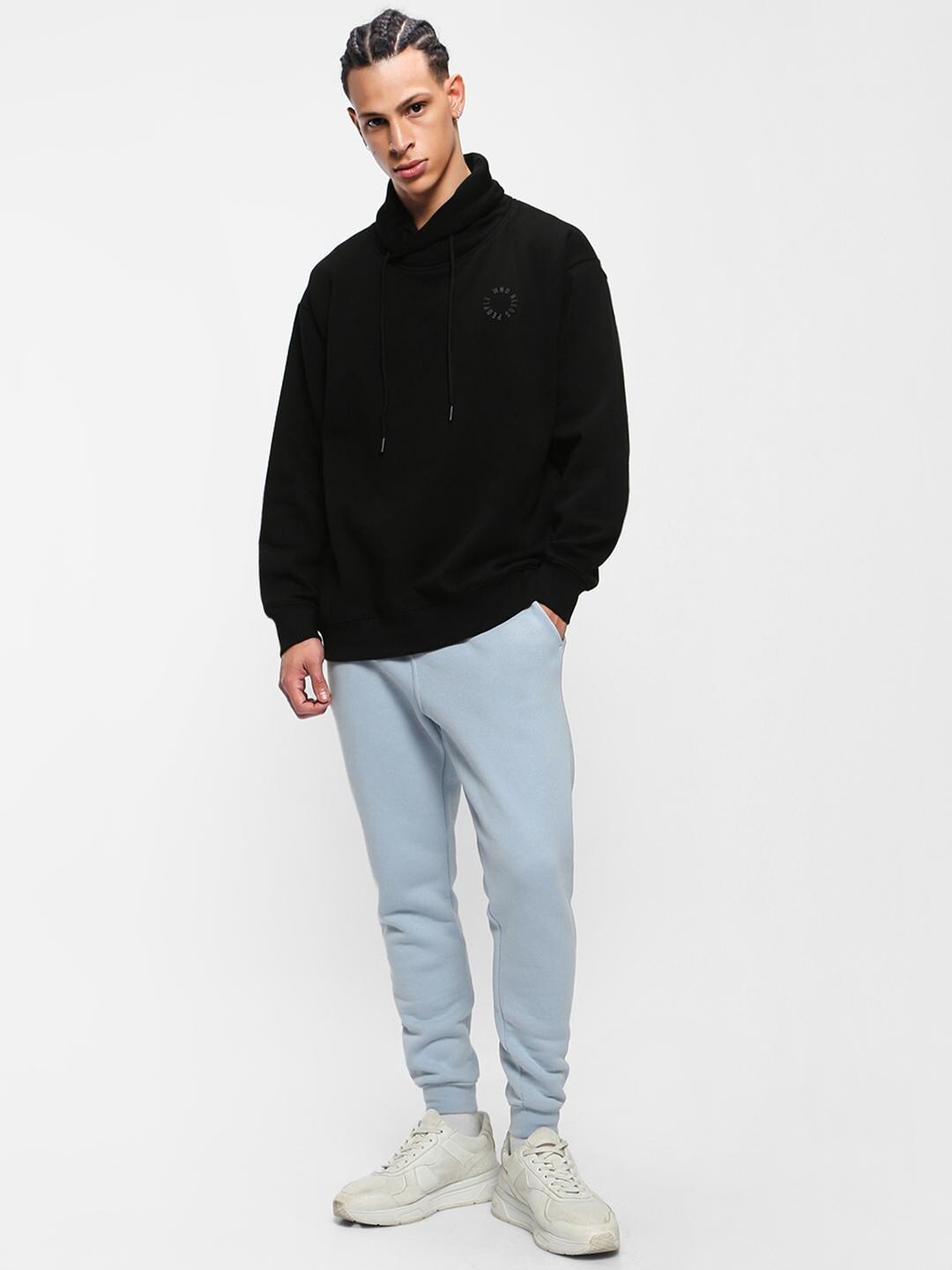 

Bewakoof Men Who Needs People Typography Oversized Sweatshirt, Black
