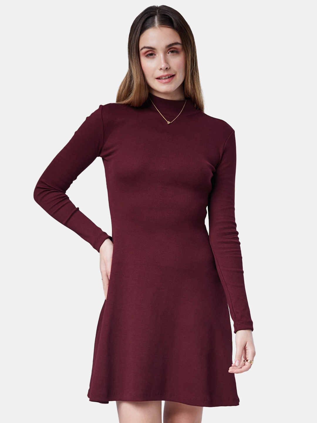 

The Souled Store Fit & Flare Cotton Dress, Maroon
