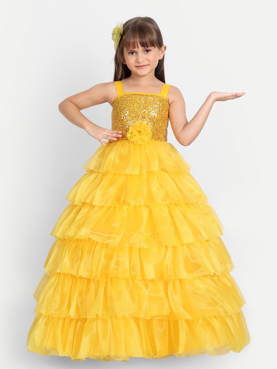 

SOFYANA Girls Embellished Fit & Flare Maxi Dress, Yellow
