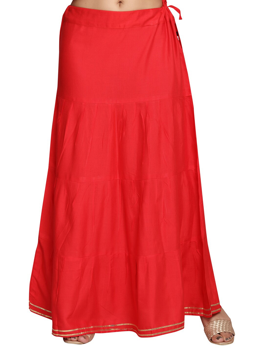 

Aarika Women Solid Tiered Skirt, Red