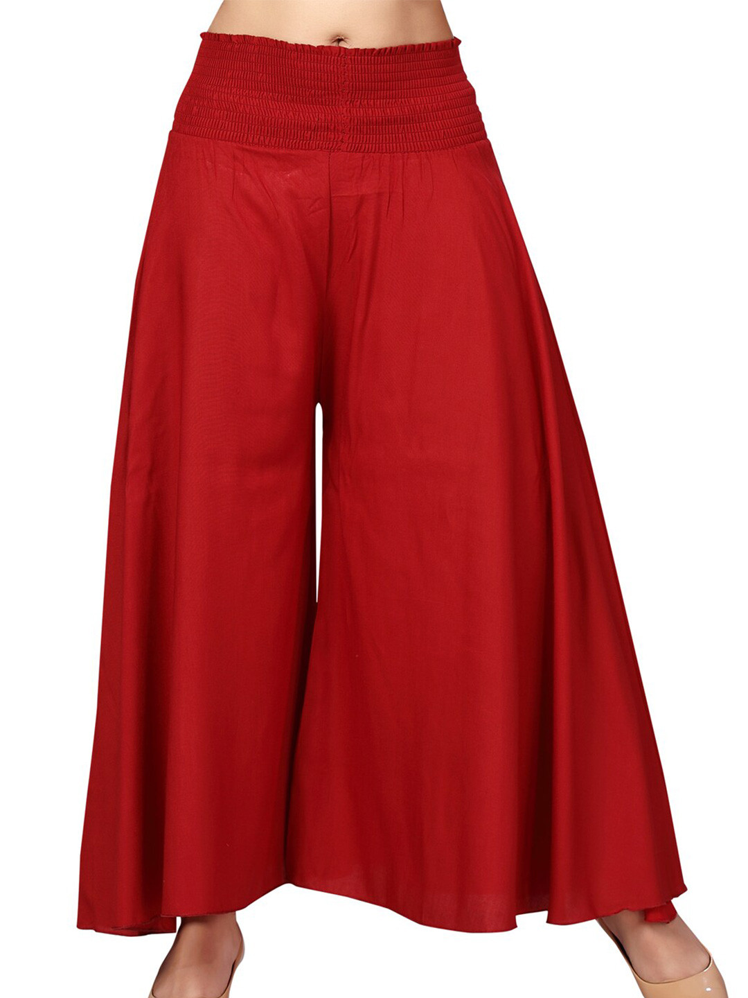 

Aarika Women Flared Knitted Palazzos, Maroon