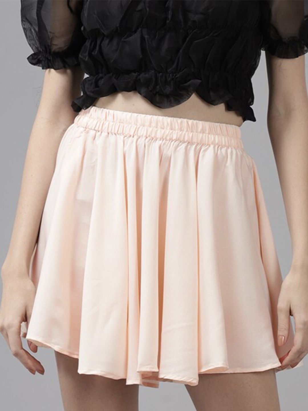 

Aarika Women Solid Flared Skirt, Peach