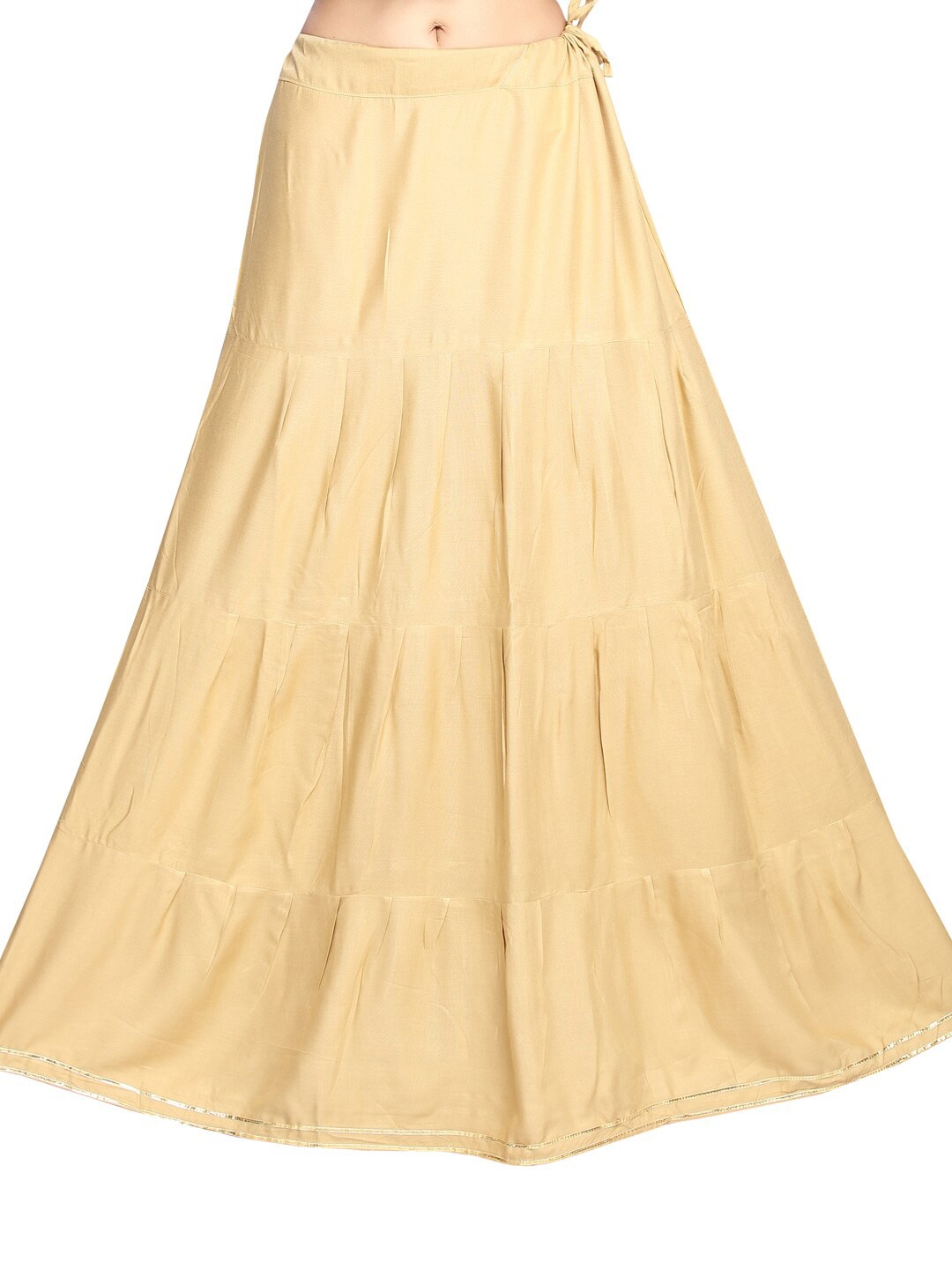 

Aarika Women Flared Chambray Ethnic Skirt, Beige