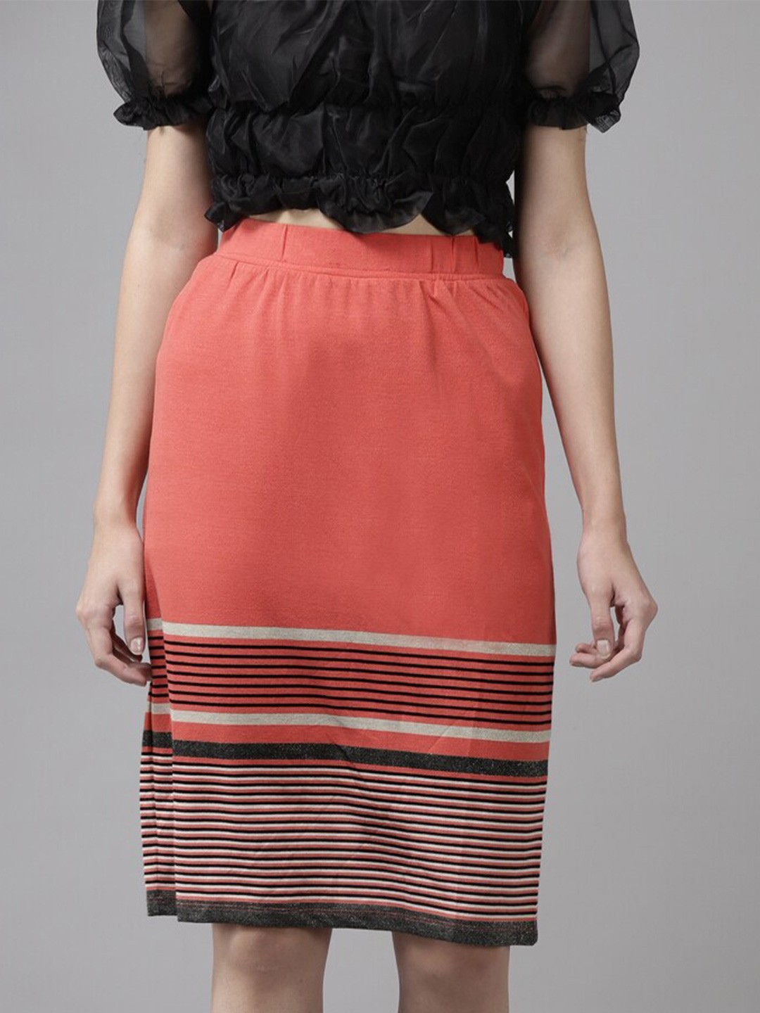 

Aarika Women Striped Skirt, Peach