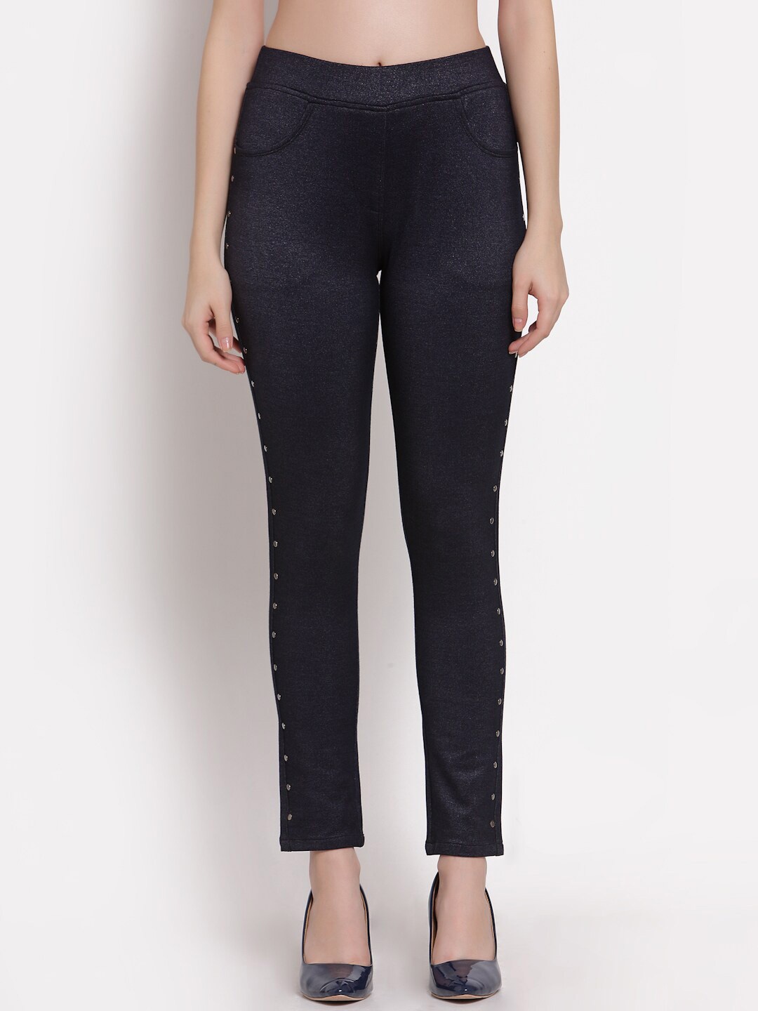 

Westwood Women Blue Skinny Fit Embellished Treggings