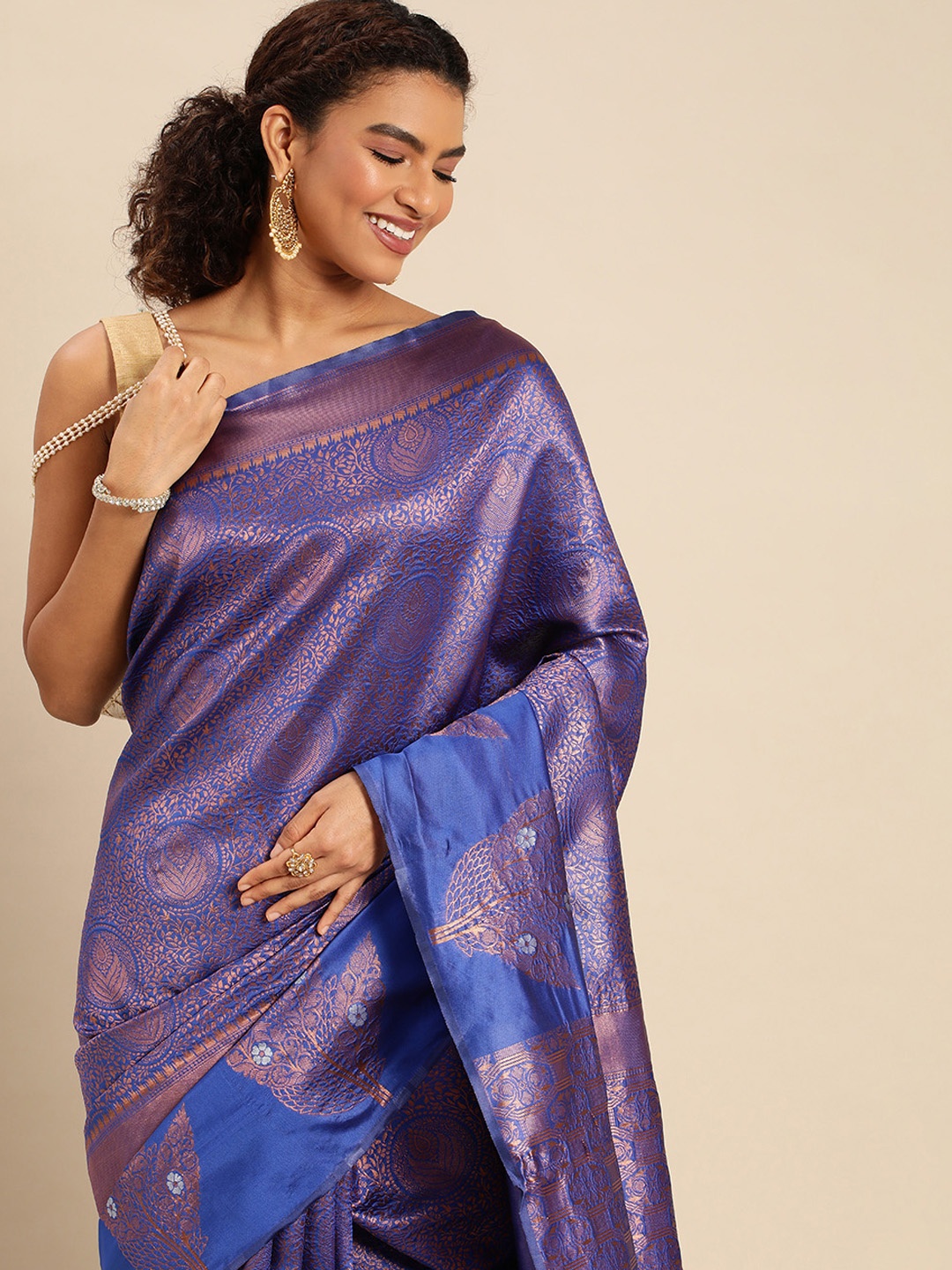 

Pothys Ethnic Motifs Zari Jute Silk Saree, Blue
