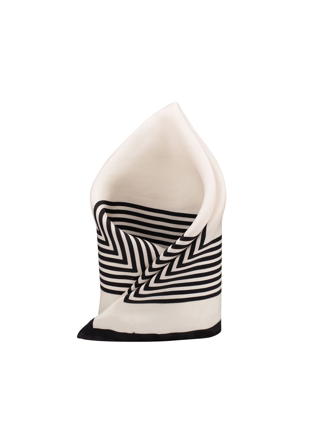

The Tie Hub Men Striped Pure Silk Pocket Squares, White