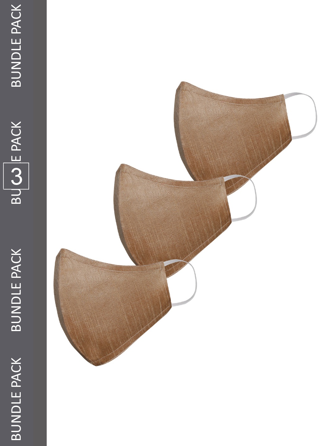 

VASTRAMAY Set of 3 Reusable 3-Ply Protective Outdoor Cloth Face Masks, Beige