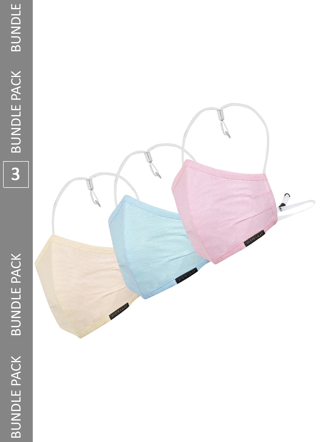 

VASTRAMAY Set Of 3 Adjustable 3-Ply Outdoor Cloth Masks, Pink