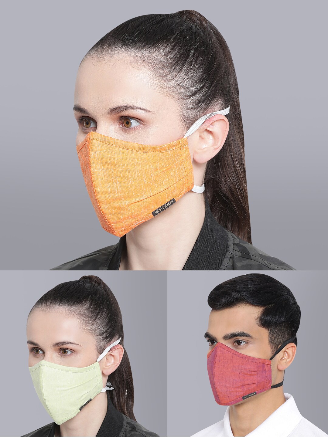 

VASTRAMAY Pack Of 3 3-Ply Outdoor Protective Face Mask, Orange