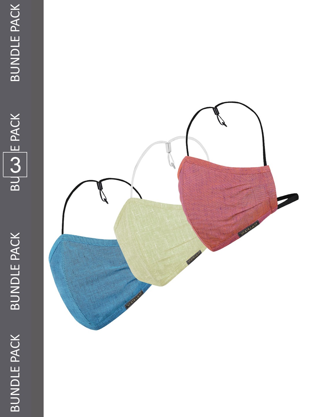 

VASTRAMAY Set Of 3 Reusable Adjustable 3-Ply Outdoor Masks, Green