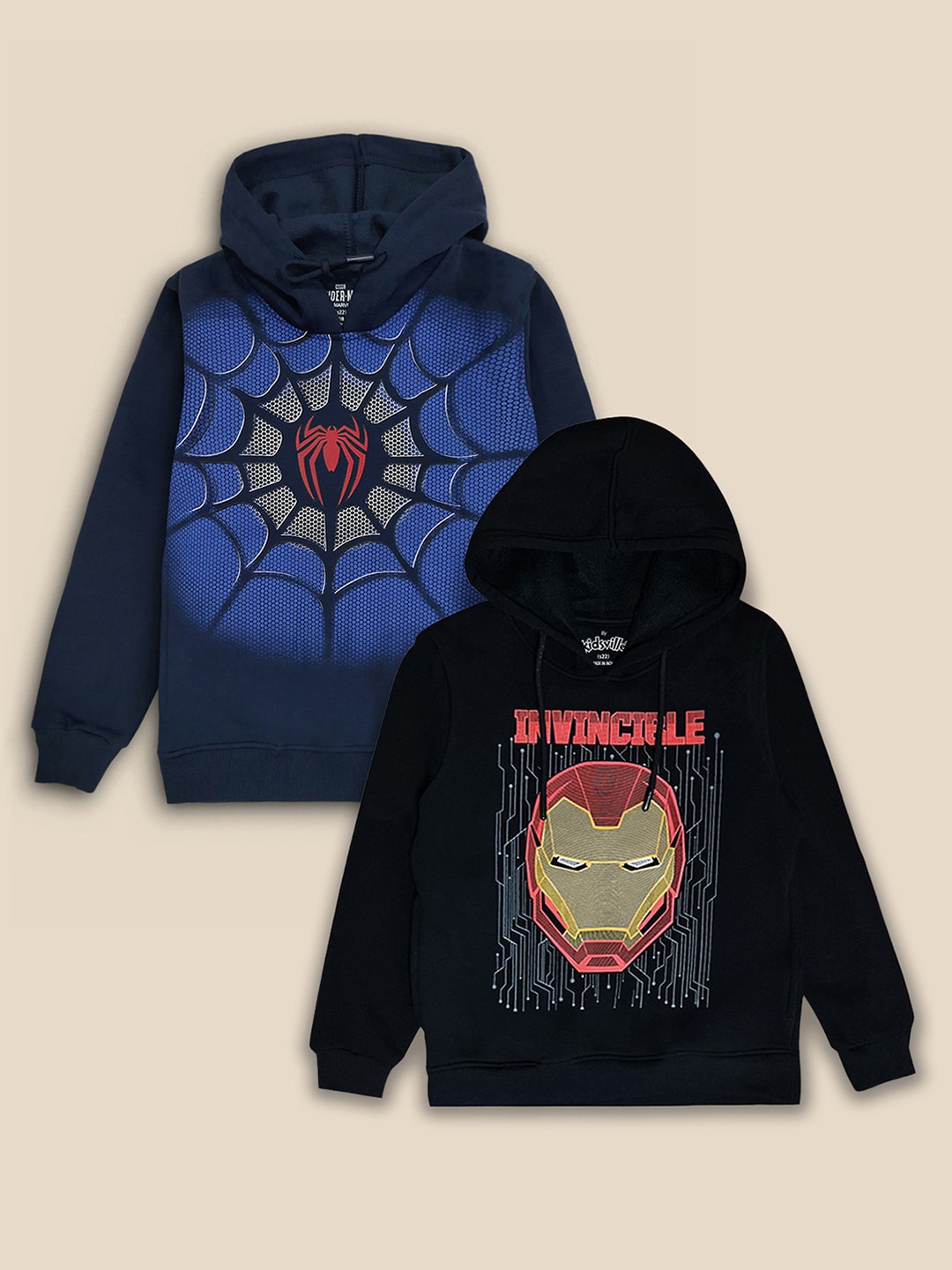 

Kids Ville Pack Of 2 Avengers Printed Hoodie For Kids Boys, Black