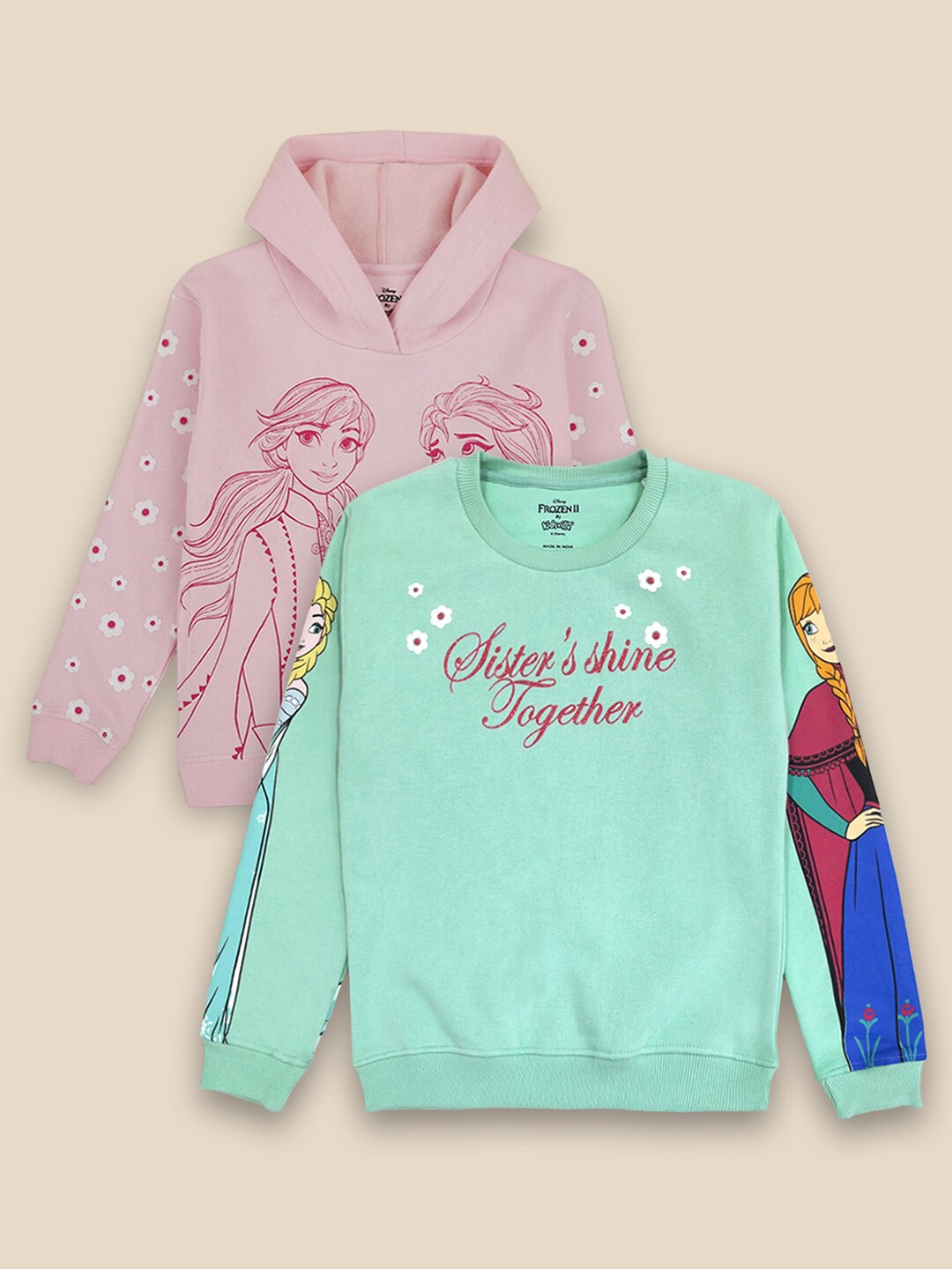 

Kids Ville Pack Of 2 Girls Frozen Printed Sweatshirt, Green