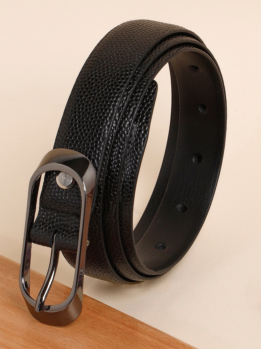 

Carlton London Women Push Pin Textured Leather Belt, Black