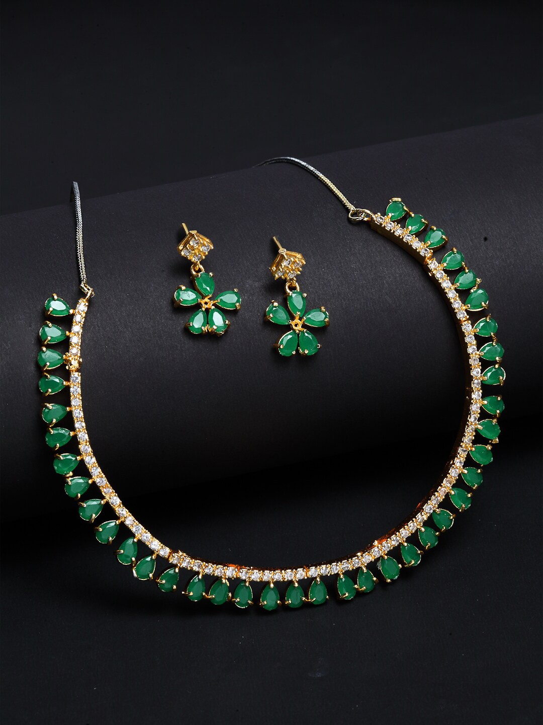 

ZENEME Gold-Plated CZ-Studded Jewellery Set